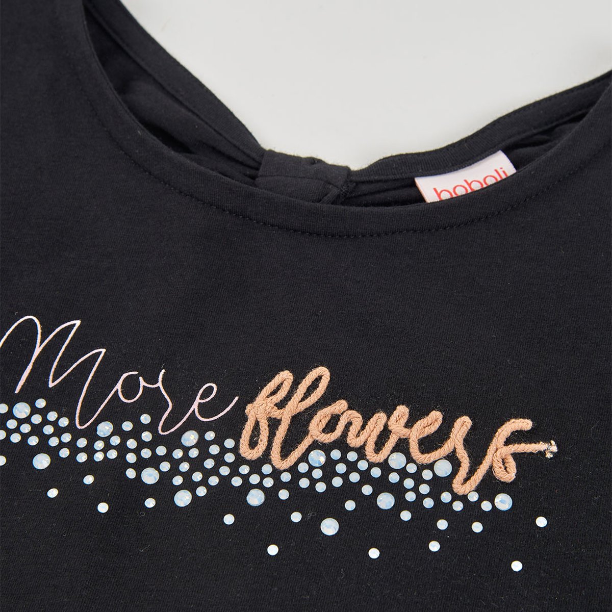 T-shirt en coton fille noir, BOBOLI