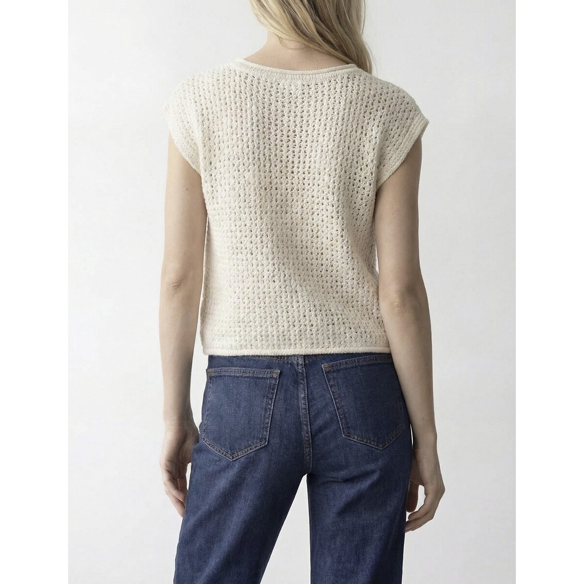 Cardigan senza maniche con scollo rotondo ecru , VILA