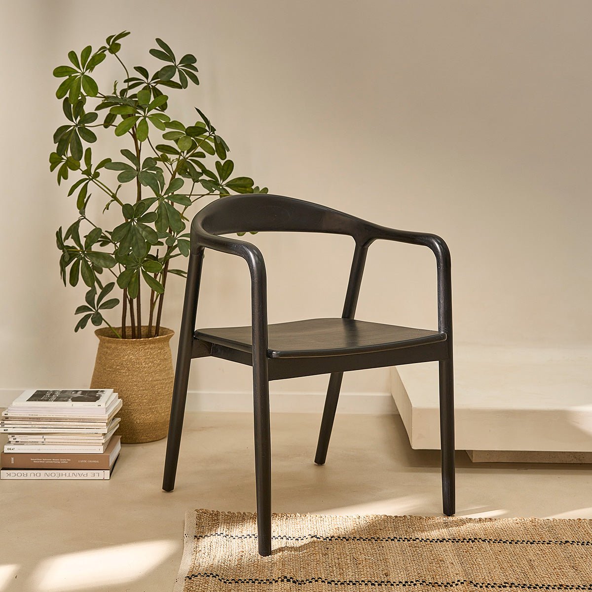 Lot de 2 chaises en teck massif AMBRE noir, BERAH GETAH