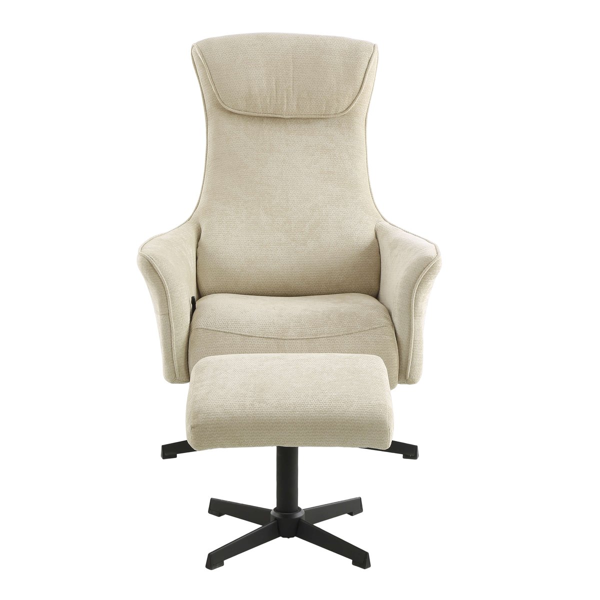 Fauteuil relax + repose-pieds tissu RIGEL beige, BAÏTA