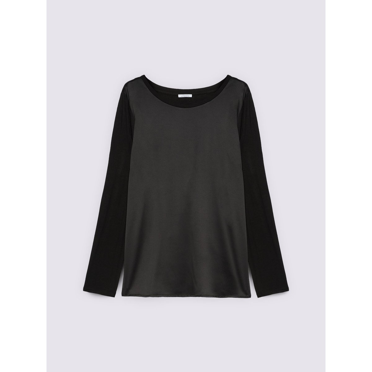 T-shirt bimatière à manches longues noir, FIORELLA RUBINO