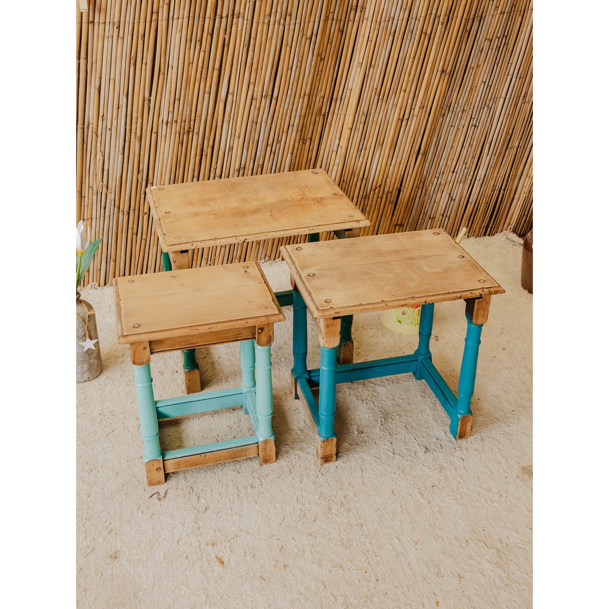 tables gigognes en bois Barbara N°215 - Bon état bois clair, DEBONGOUT