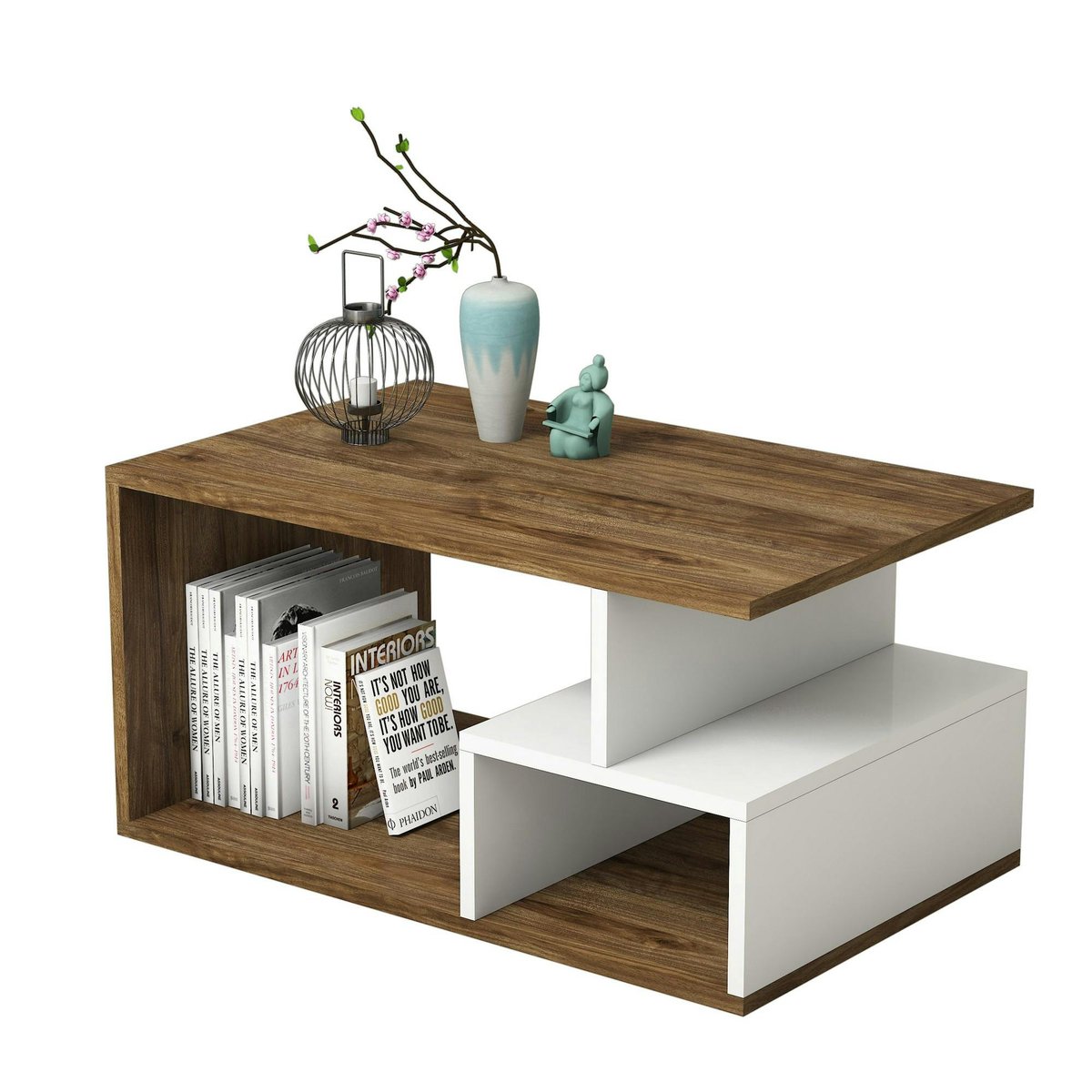 Table basse rangements ouverts MARFA blanc, PIER IMPORT
