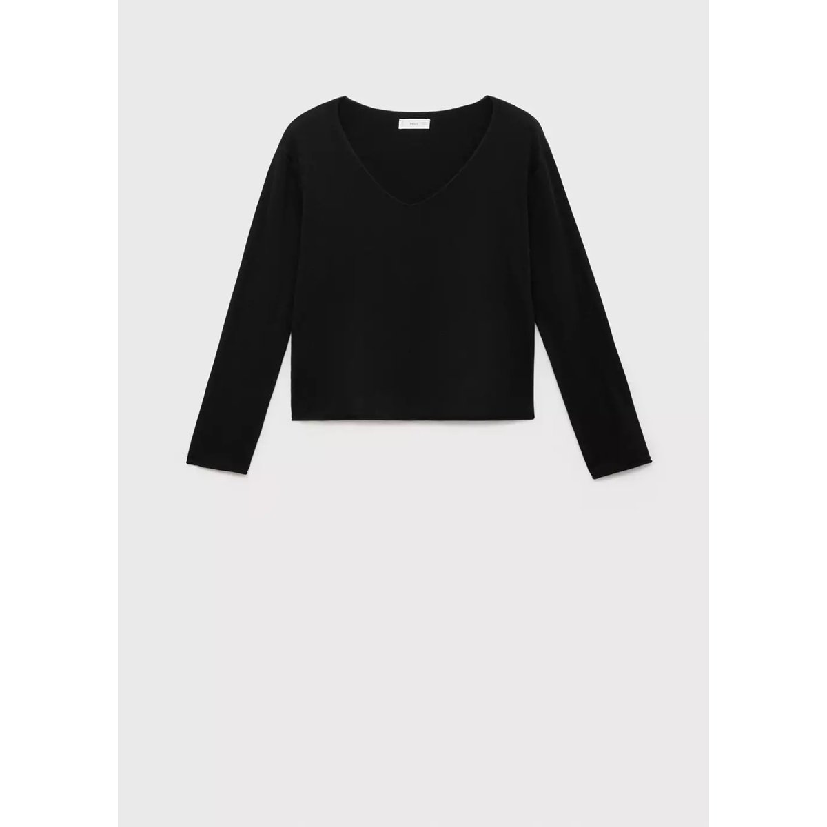 Pull-over maille col en V gris anthracite, MANGO TEEN