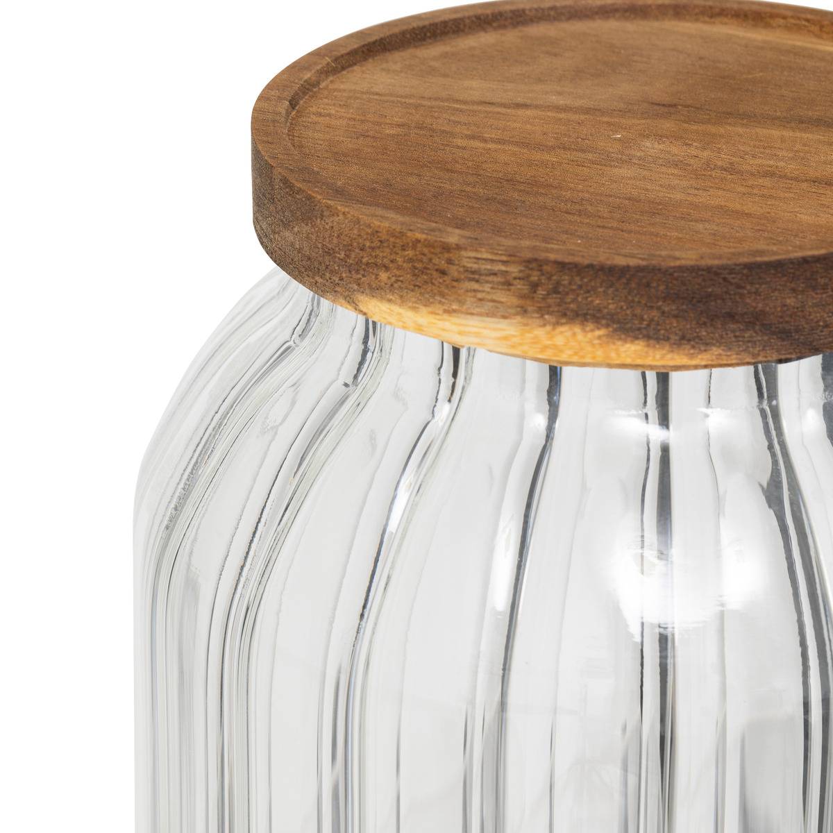 Bocal 3L en verre et acacia HARMONY transparent, 5FIVE SIMPLY SMART