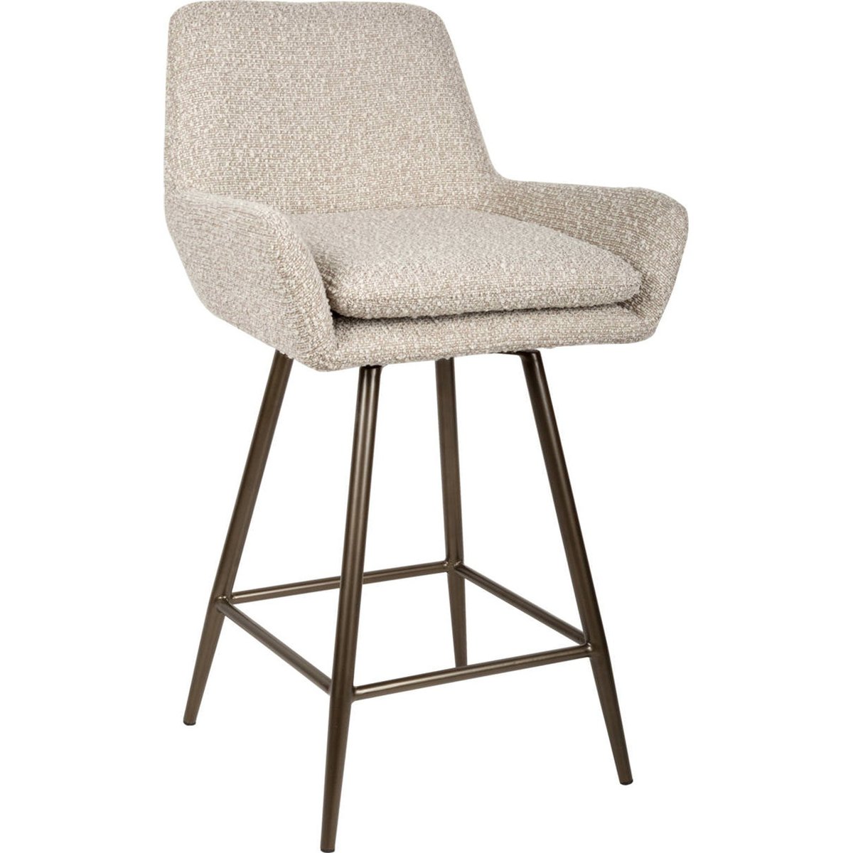 Tabouret de bar pivotant rembourré (lot de 2) naturel et bronze, RECOLLECTION
