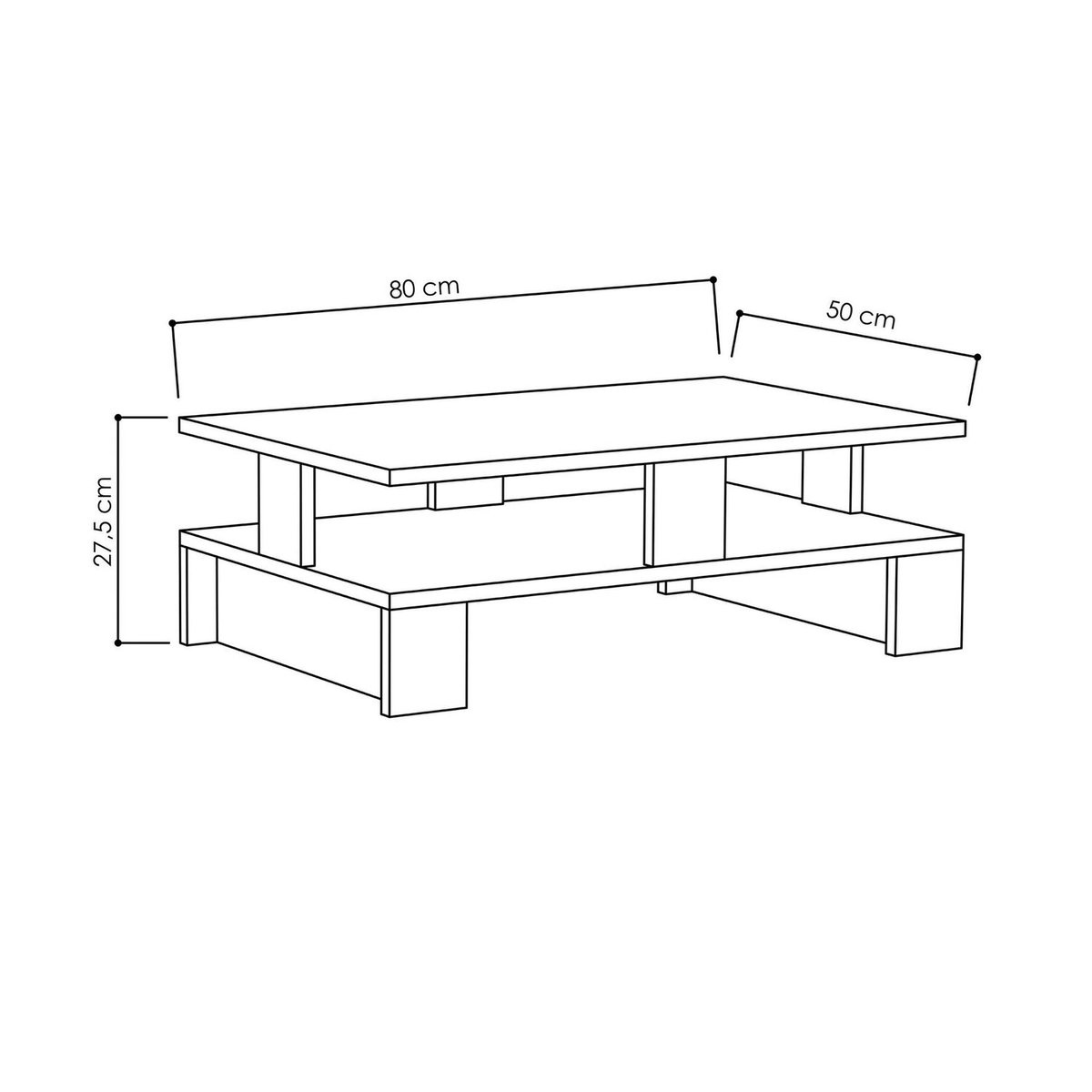 Table basse 2 niveaux MANSU beige, TOILINUX