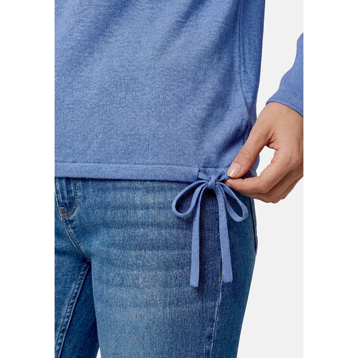 Pull-over en maille à cordon coulissant sous tunnel middle blue melange, BETTY BARCLAY