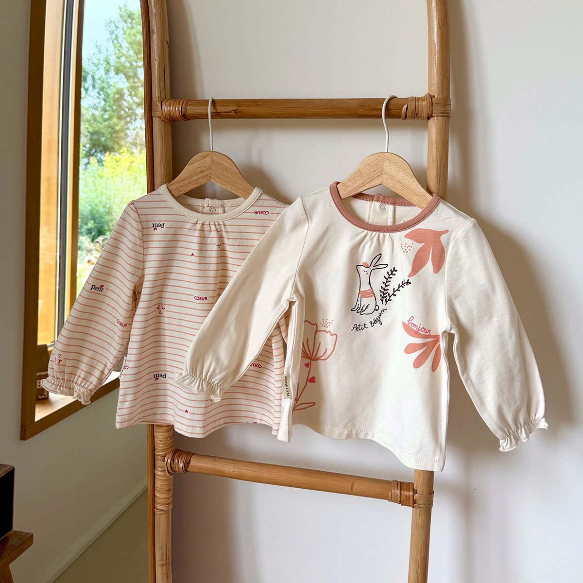 Lot de 2 t-shirts bébé manches longues Aimée ecru, PETIT BEGUIN