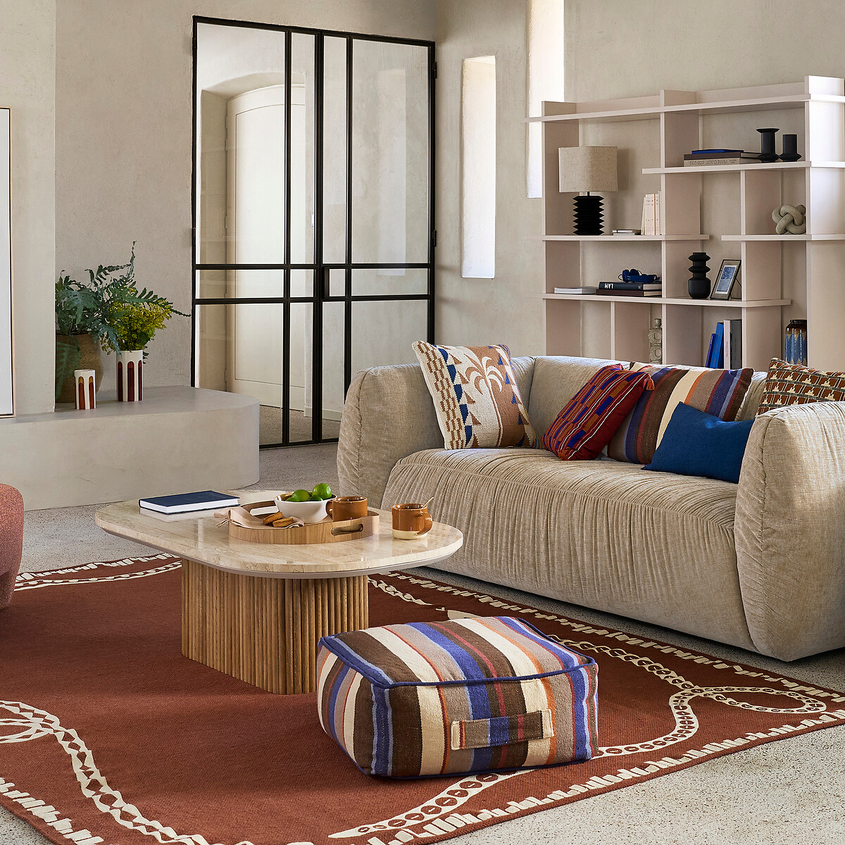 Table basse, en plaqué chêne, pied latté, TAMULA coloris chêne, LA REDOUTE INTERIEURS