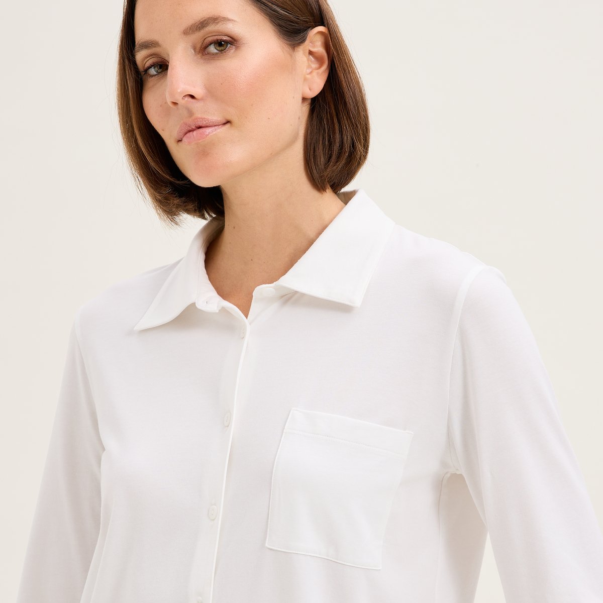 Chemise col classique en jersey LES BASIQUES ecru, LAURENCE TAVERNIER