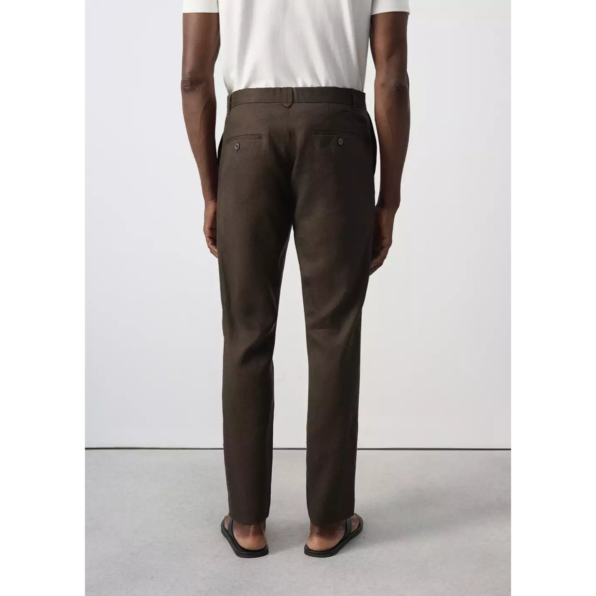 Pantalon 100 % lin slim fit chocolat, MANGO MAN