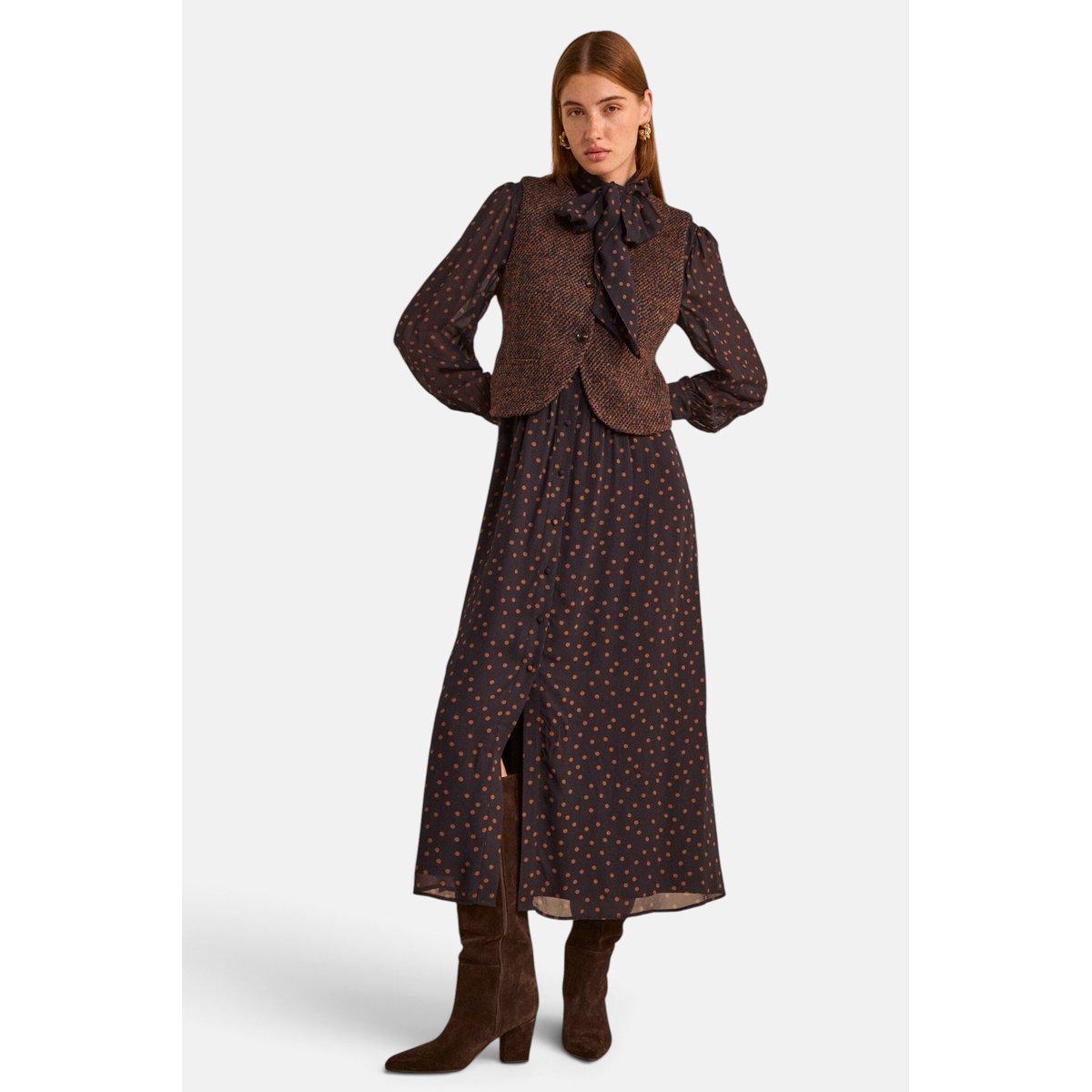 Robe à pois fluide PRISCA marine, Maison 123