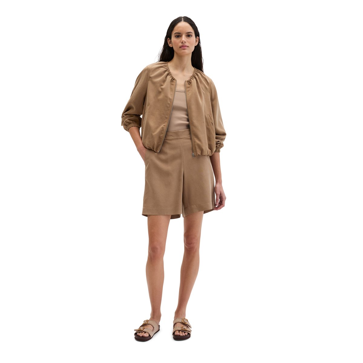 Blouson relaxed en TENCEL™ Lyocell marron, MARC O'POLO