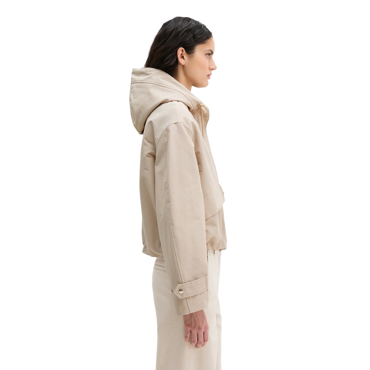 Veste en toile avec capuche relaxed en mélange de coton et de nylon gris clair, MARC O'POLO