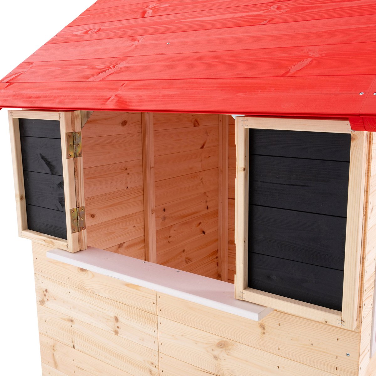 Maisonnette sur pilotis, glissière, 1 balançoire COQUELICOT marron - rouge - blanc, TP TOYS