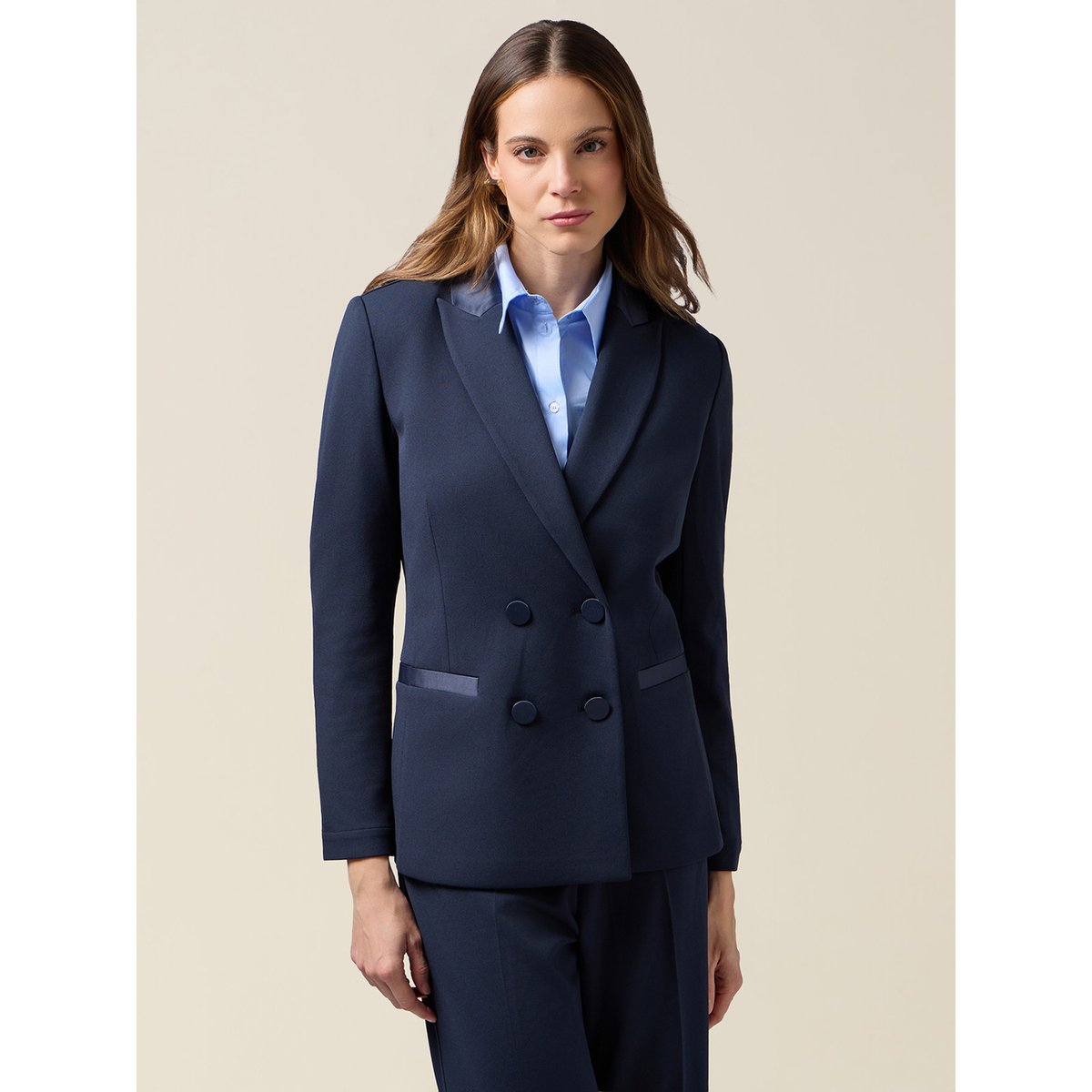 Blazer croisé avec boutons recouverts noir, OLTRE