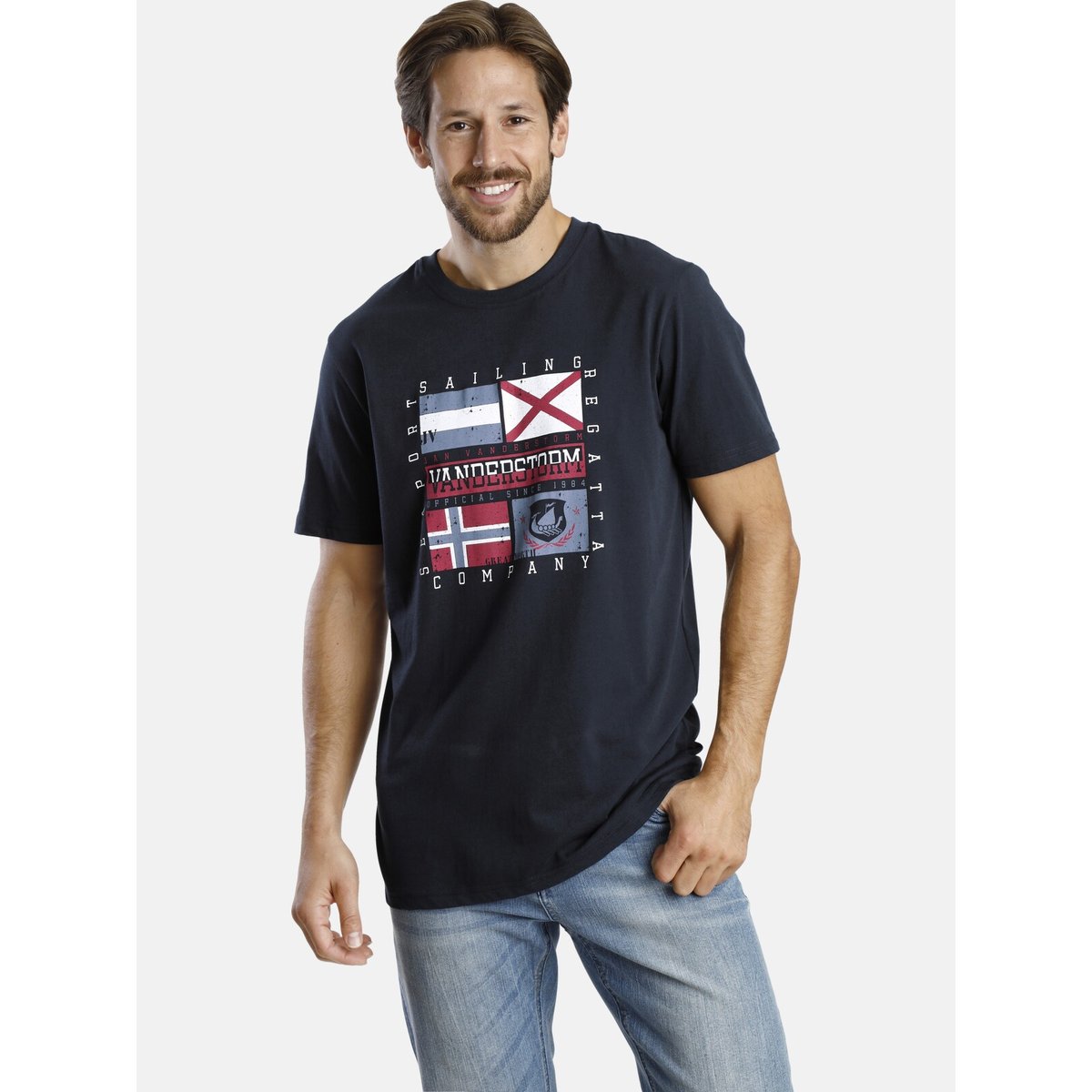 Lot de 2 T-shirts PREBEN bleu marine, JAN VANDERSTORM