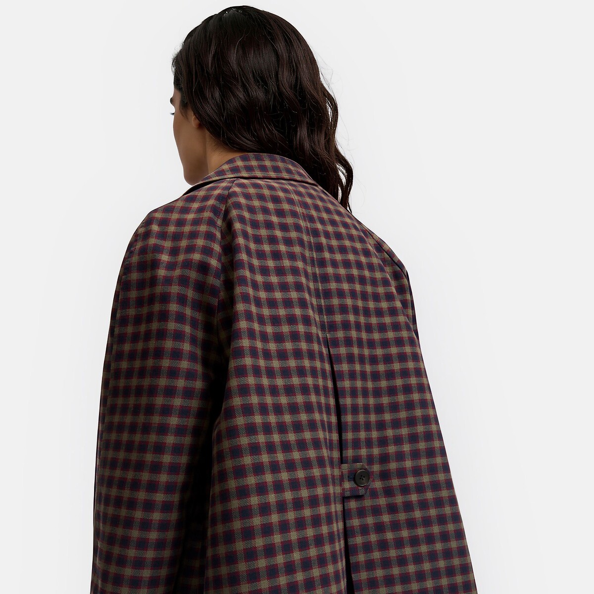 Karierter Trenchcoat, lang blau/grün kariert , LA REDOUTE COLLECTIONS
