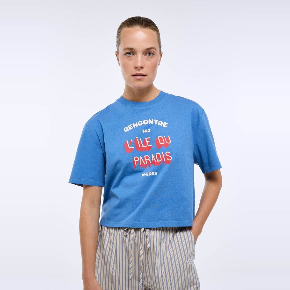 T-shirt manches courtes imprimé en coton BIO riviera, MONOPRIX