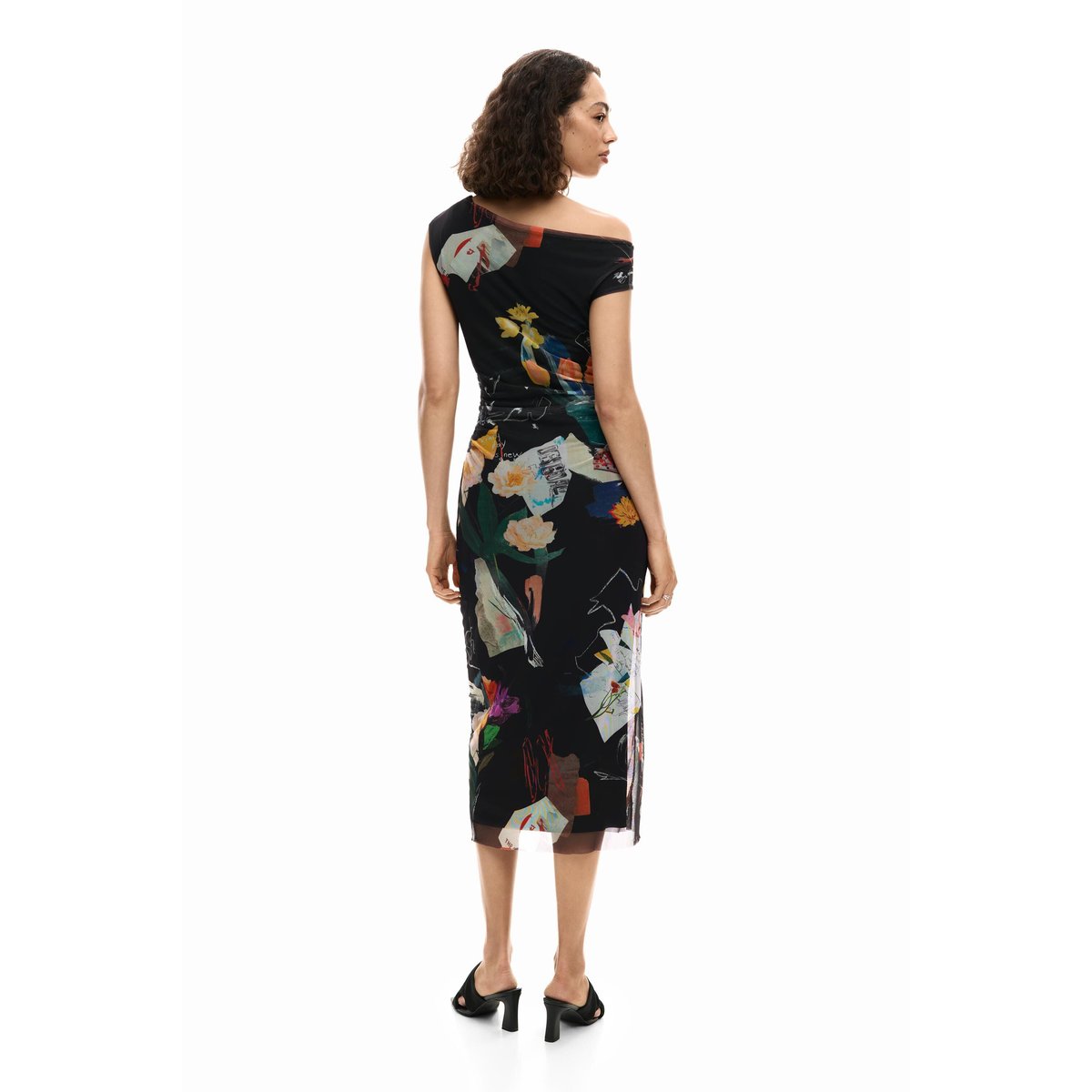 Robe midi collage noir, DESIGUAL