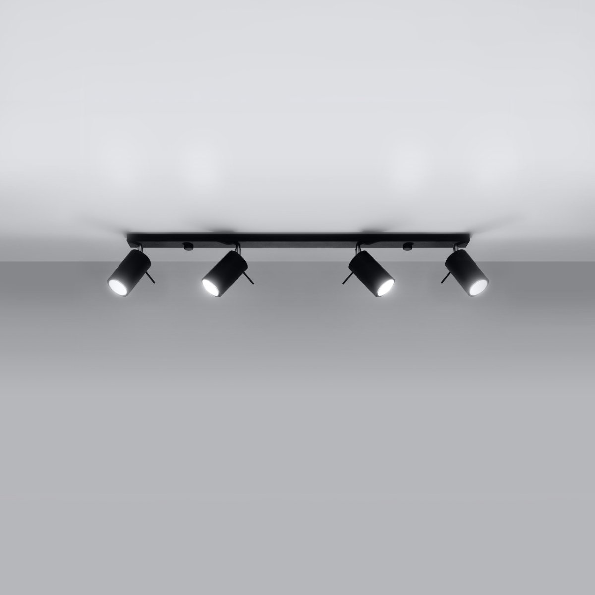 Plafonnier Acier Noir GU10 4 Ring noir, EDEN