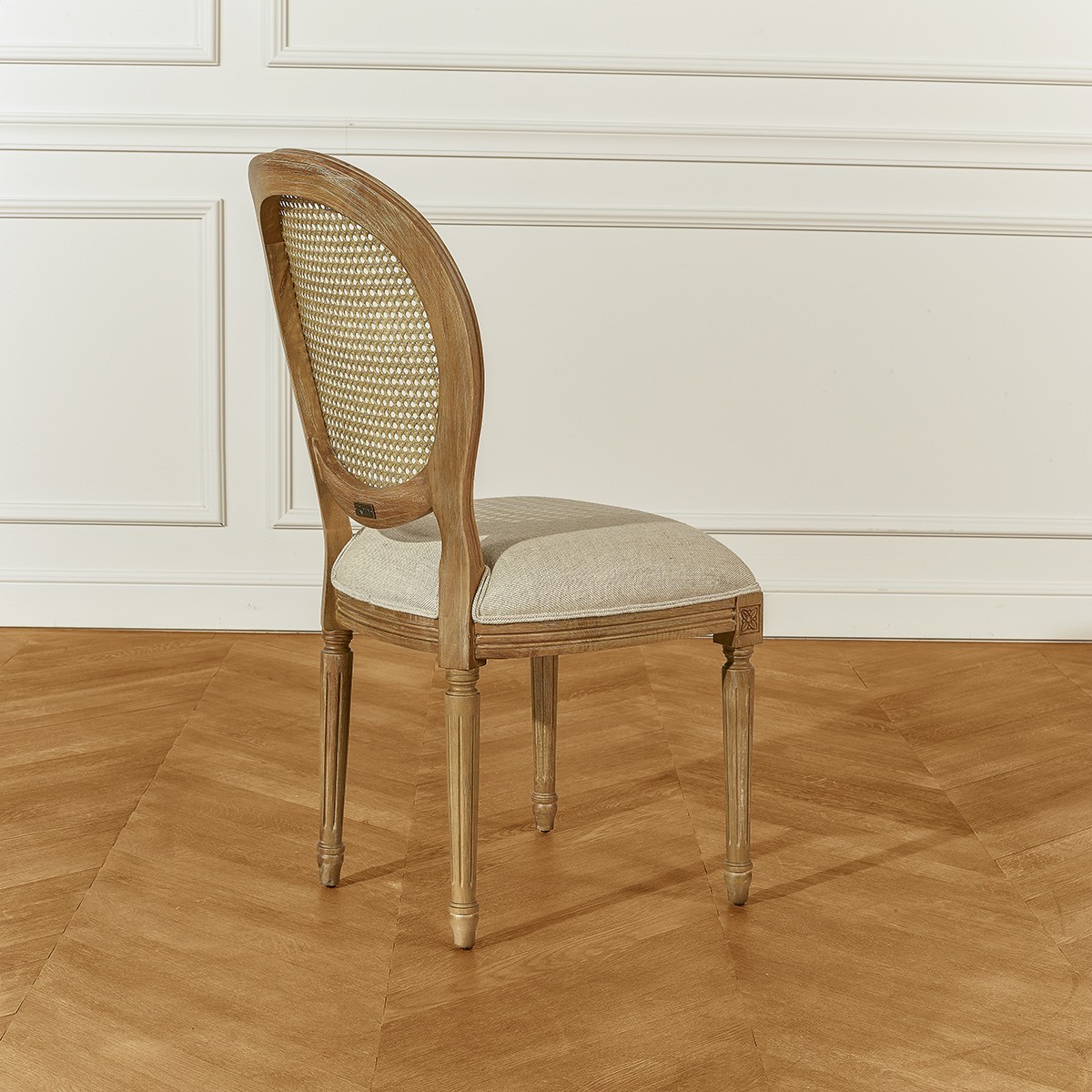 Lot de 2 chaises médaillon en lin naturel, style classique MEDAILLON lin, ROBIN DES BOIS