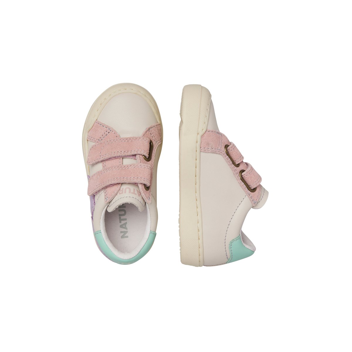 Sneakers en cuir et en daim SINGERY LOW VL. blanc-bleu, NATURINO
