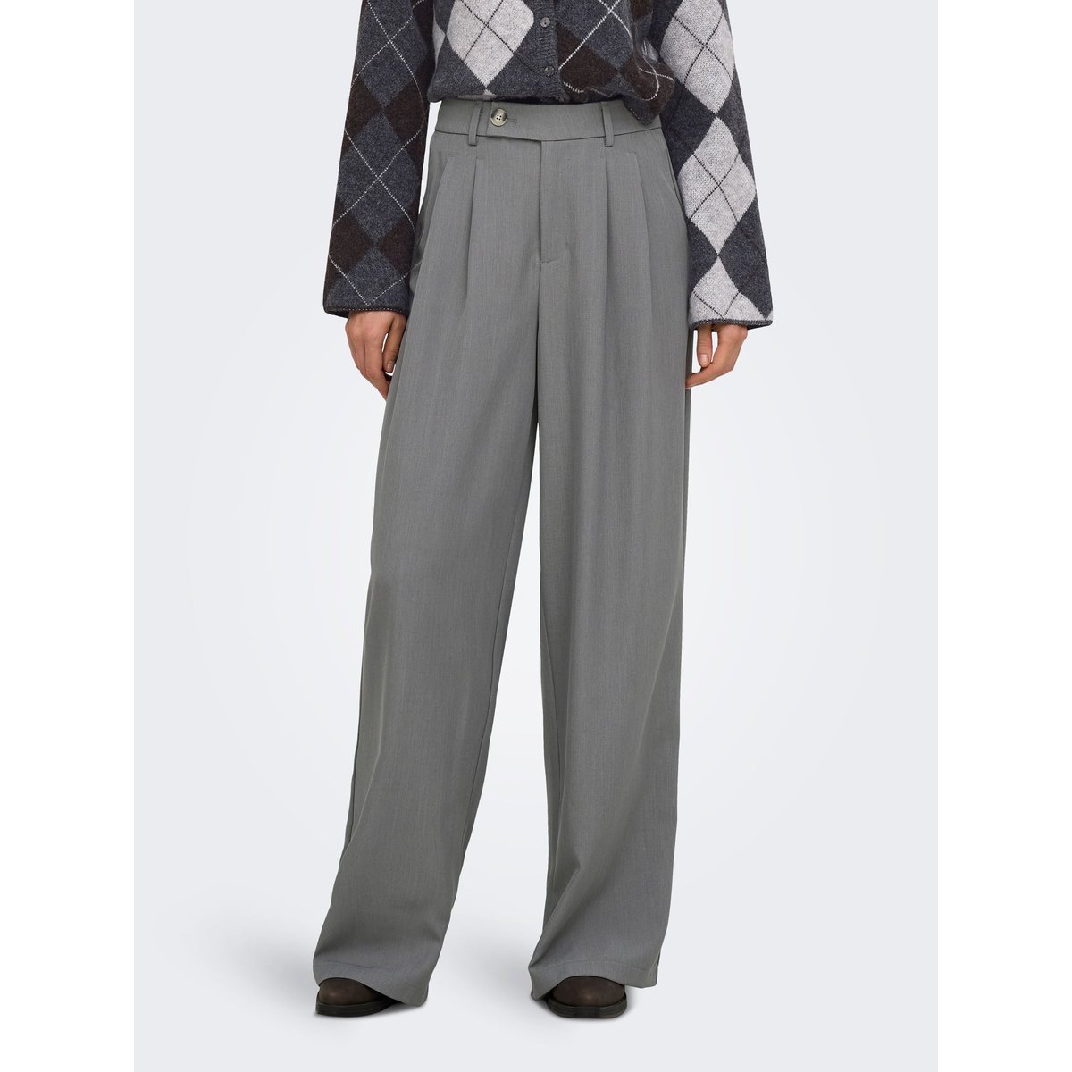 Pantalon À Jambe Large medium grey melange, ONLY