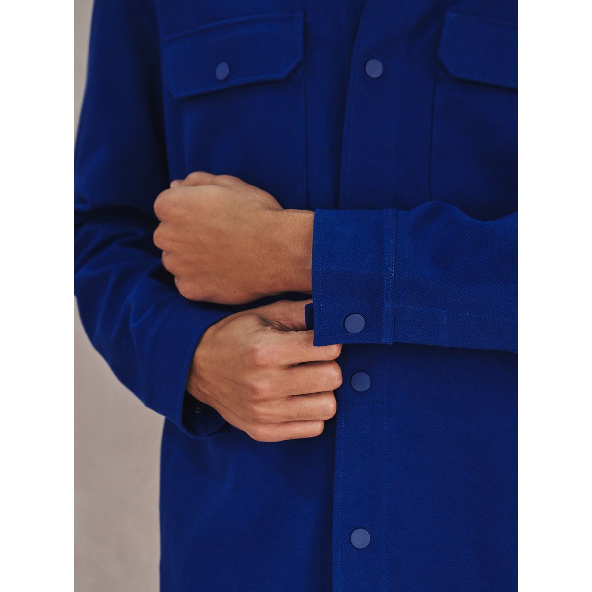 Veste-chemise à pressions en sergé de jersey bleu cobalt, NEXT
