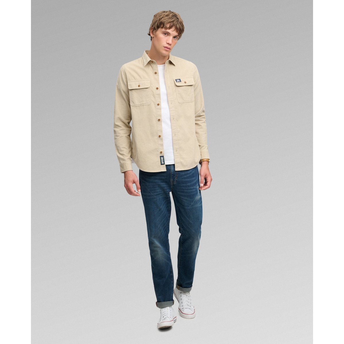Chemise Trailsman Velours Côtelé Coupe Décontractée marron taupe délavé, SUPERDRY