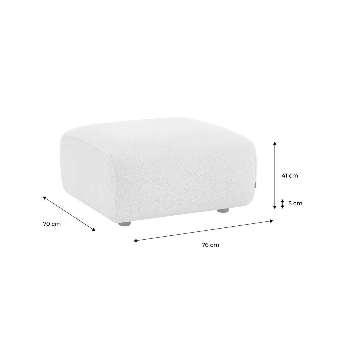 Pouf, repose-pieds pour canapé 2 places Wallas bouclette WALLAS crème, SWEEEK