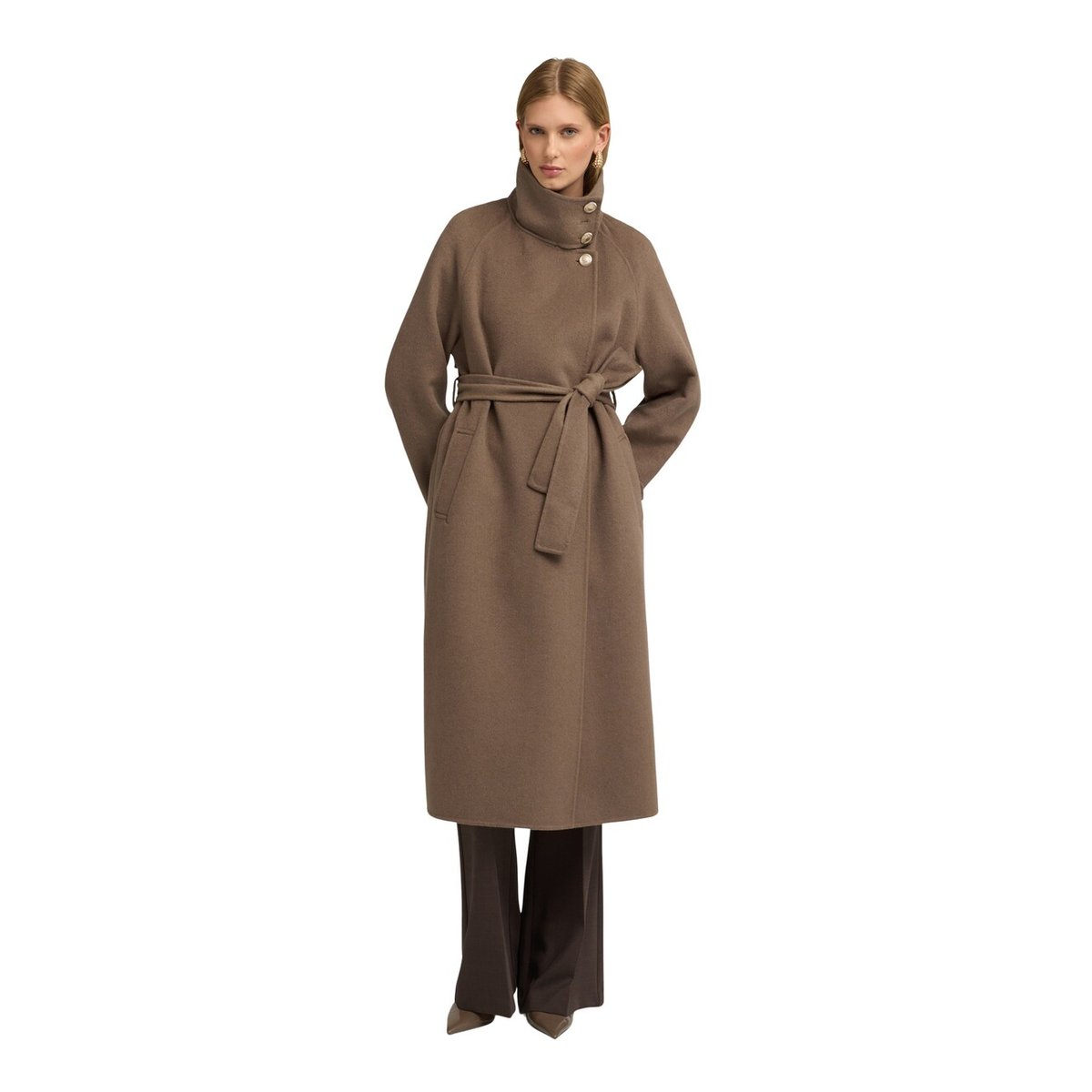 Manteau long avec col montant noir, MOTIVI