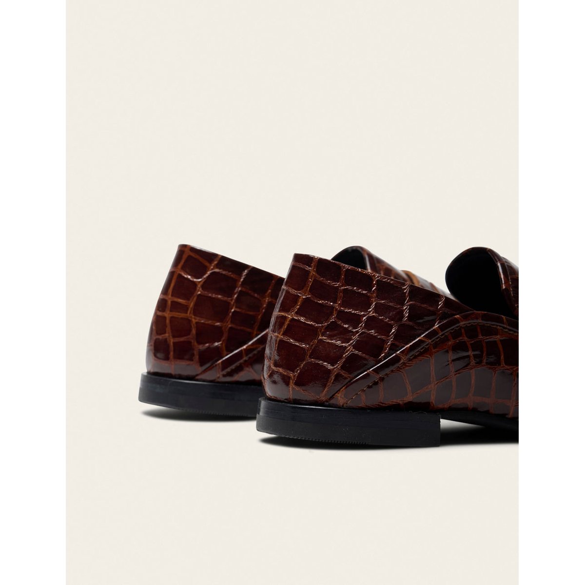 Mocassins GEMA cuir croco marron, ODAJE