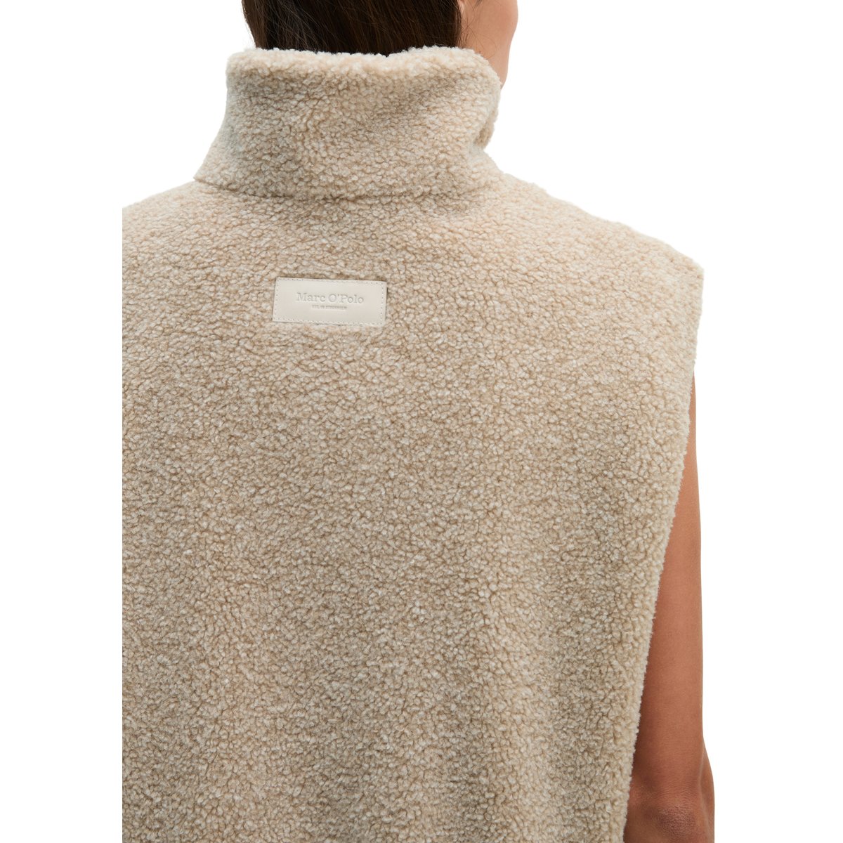 Gilet en peluche, coupe standard en polyester recyclé gris, MARC O'POLO