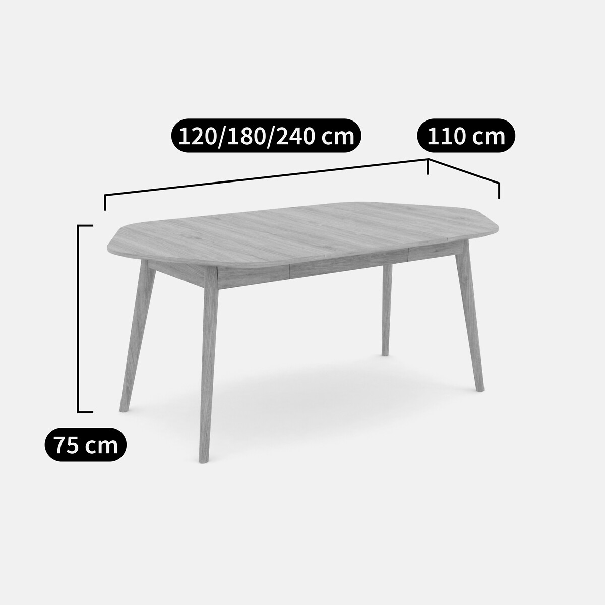 Biface 4-10 Seater Extending Dining Table in Oak and Veneer oak, LA REDOUTE INTERIEURS