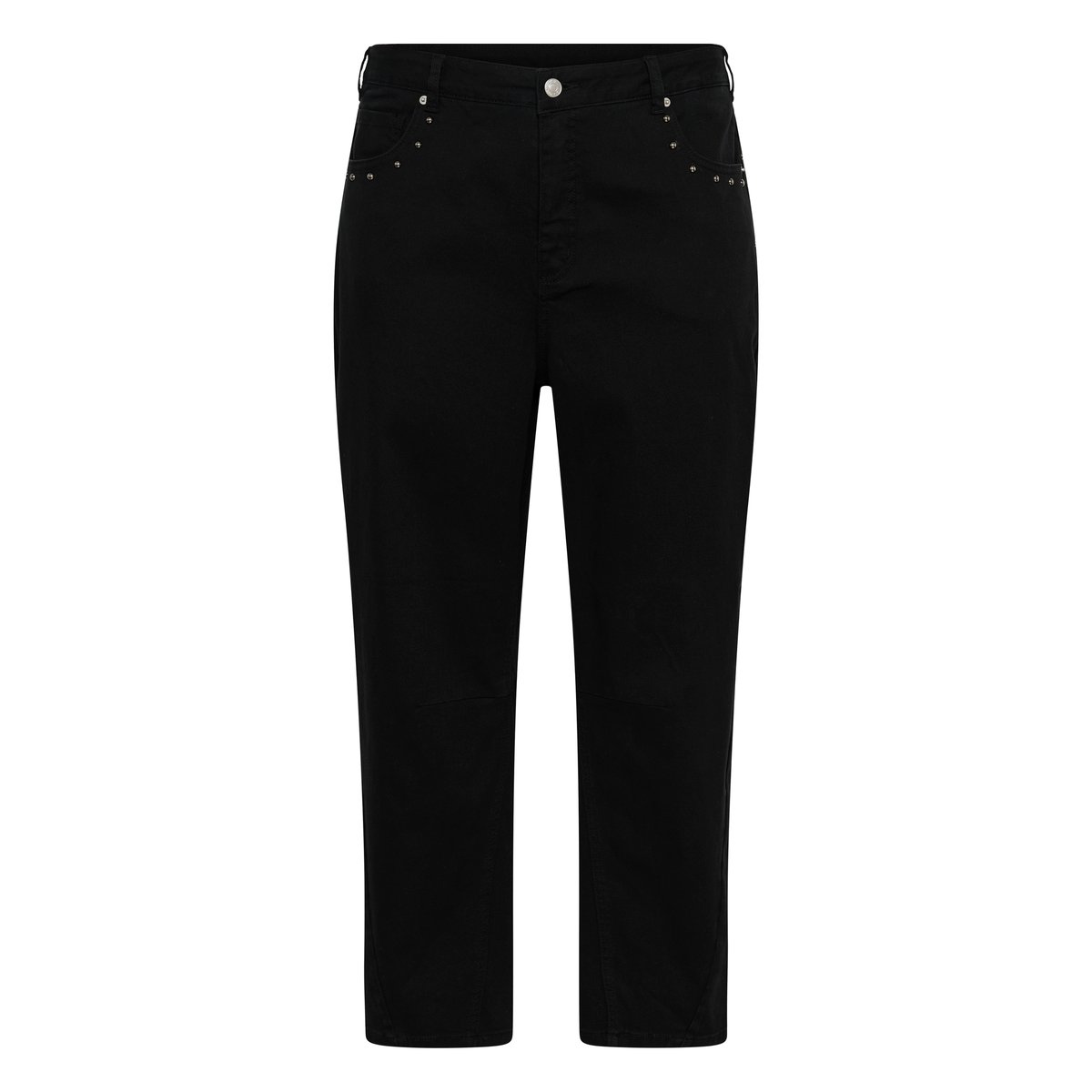 Pantalon casual noir washed black twill, KAFFE CURVE