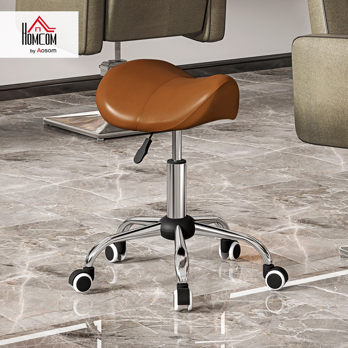 Tabouret de salon Polyuréthan Marron marron, HOMCOM