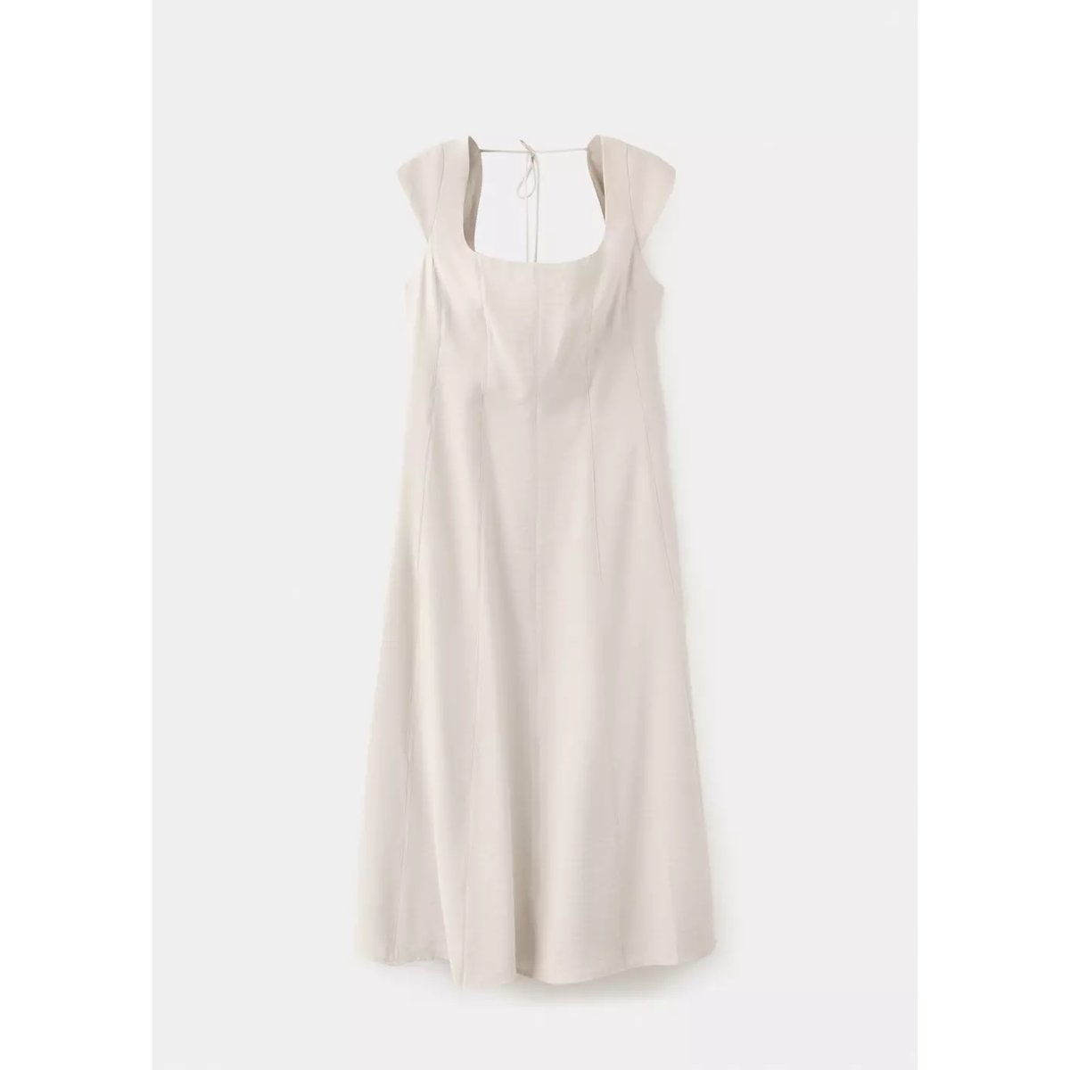 Robe col carré beige, MANGO