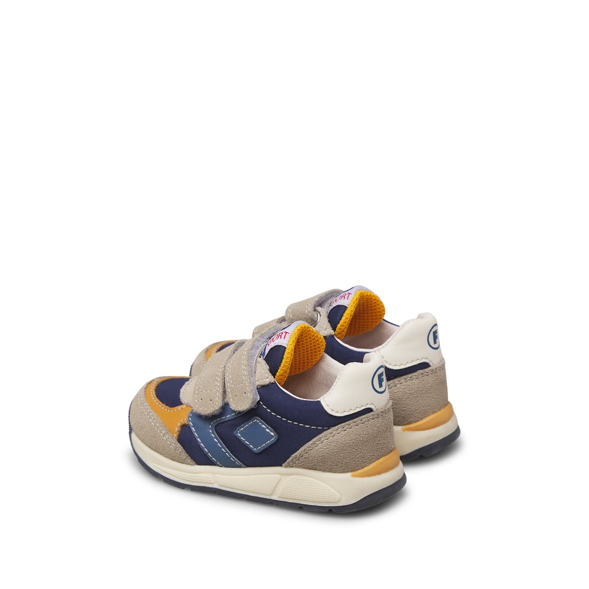 Sneakers en cuir et tissu NORALIS VL. gris tourterelle-marine, FALCOTTO
