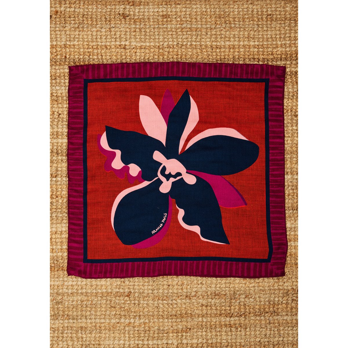 Foulard en laine TANAISIE geo flowers, FRNCH