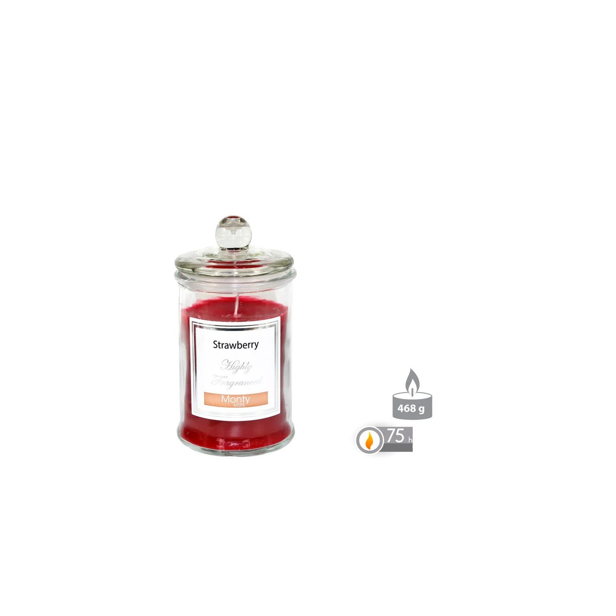 Bougie parfumée dans pot en verre Fraise - 9.5x17cm rouge, WADIGA