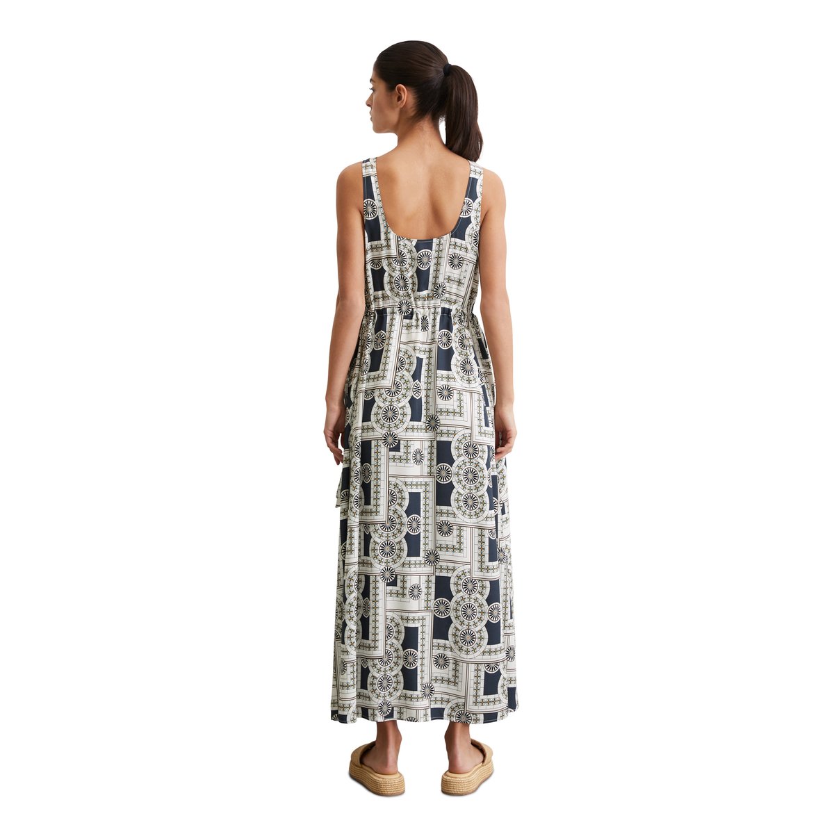 Robe imprimée flared en ECOVERO™ de LENZING™ bleu foncé, MARC O'POLO
