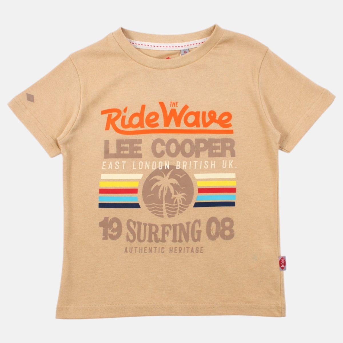 T-shirt manches courtes imprimé, col rond SURF CLUB beige, LEE COOPER