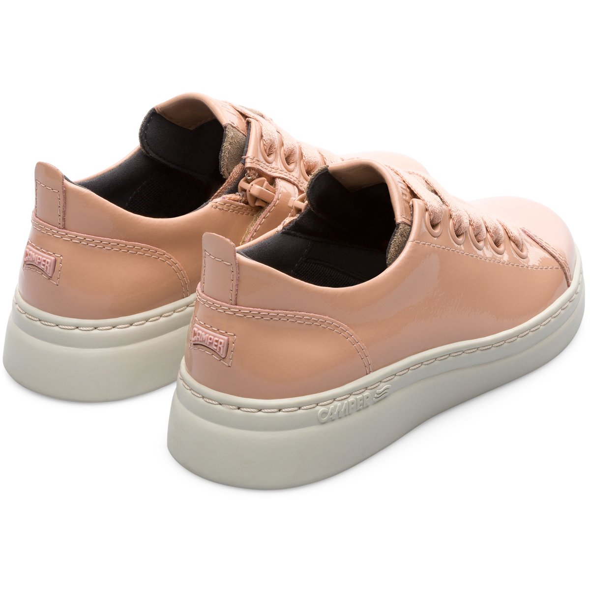 Baskets cuir RUNNER UP Cuir doux effet verni / Cuir velours nude, CAMPER