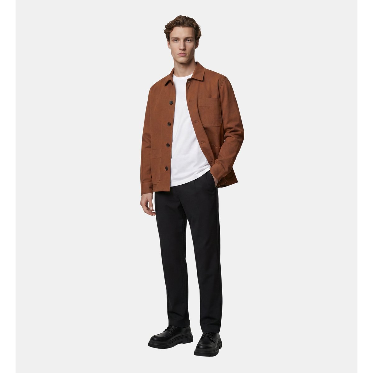 Veste worker natelier en coton marron chocolat, GALERIES LAFAYETTE