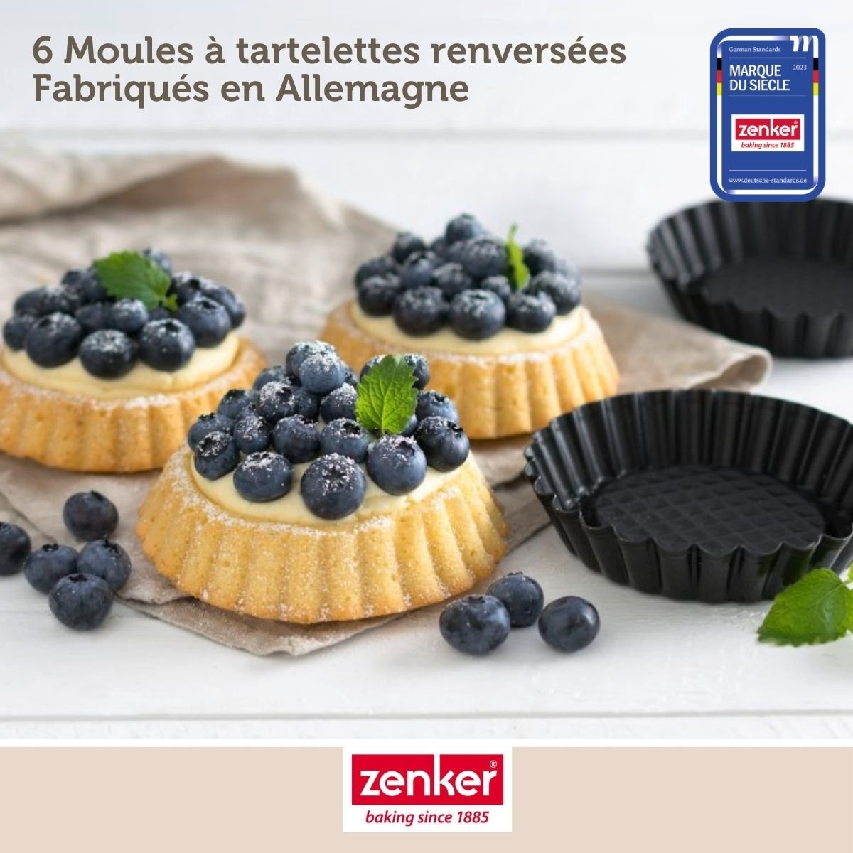 Ensemble de 12 Moules à tartelettes 10 cm BLACK METALLIC noir, ZENKER
