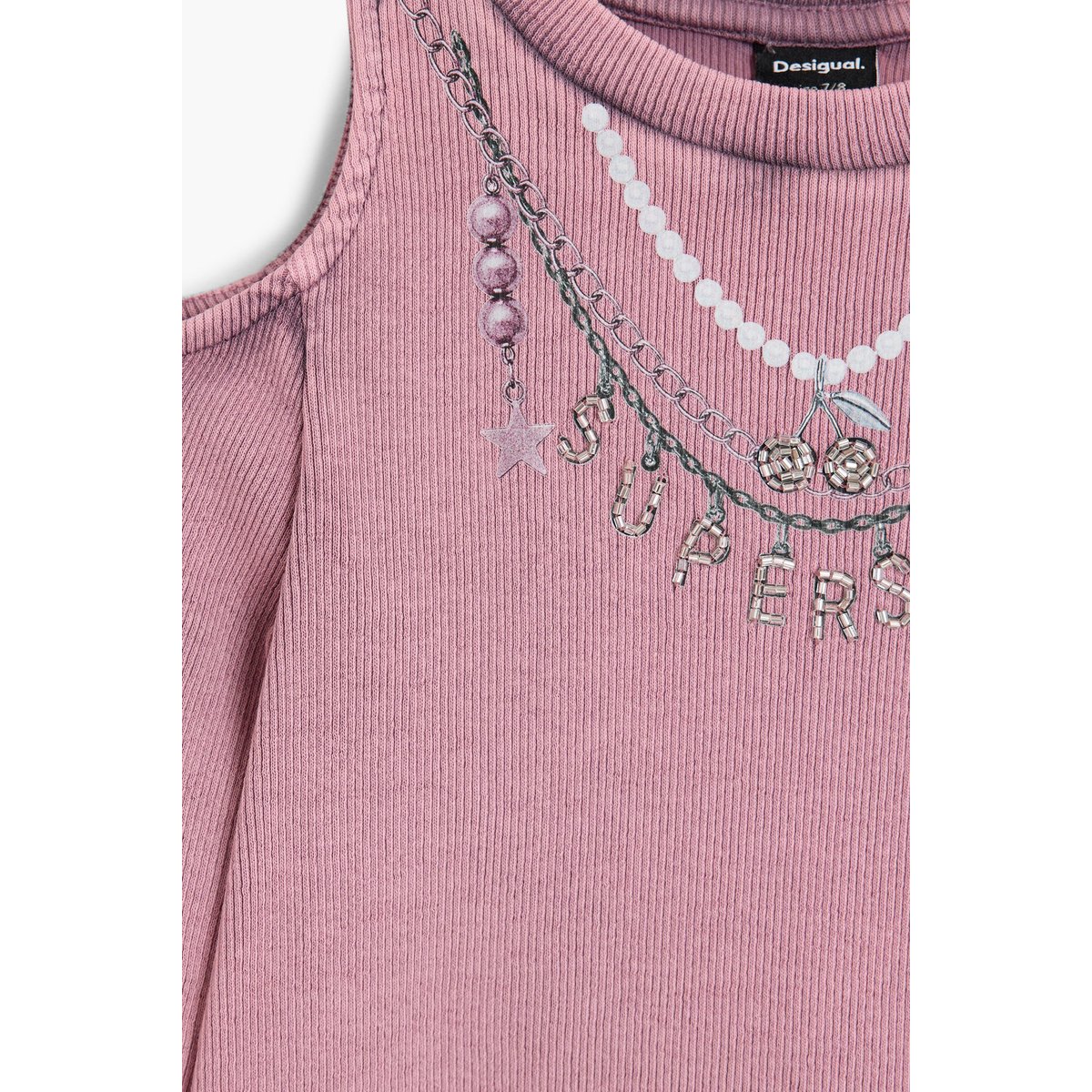 T-shirt à épaules chaîne rouge, DESIGUAL