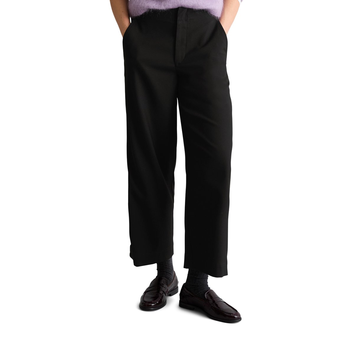 Pantalon ample en polyester recyclé, viscose et élasthanne noir, MARC O’POLO DENIM