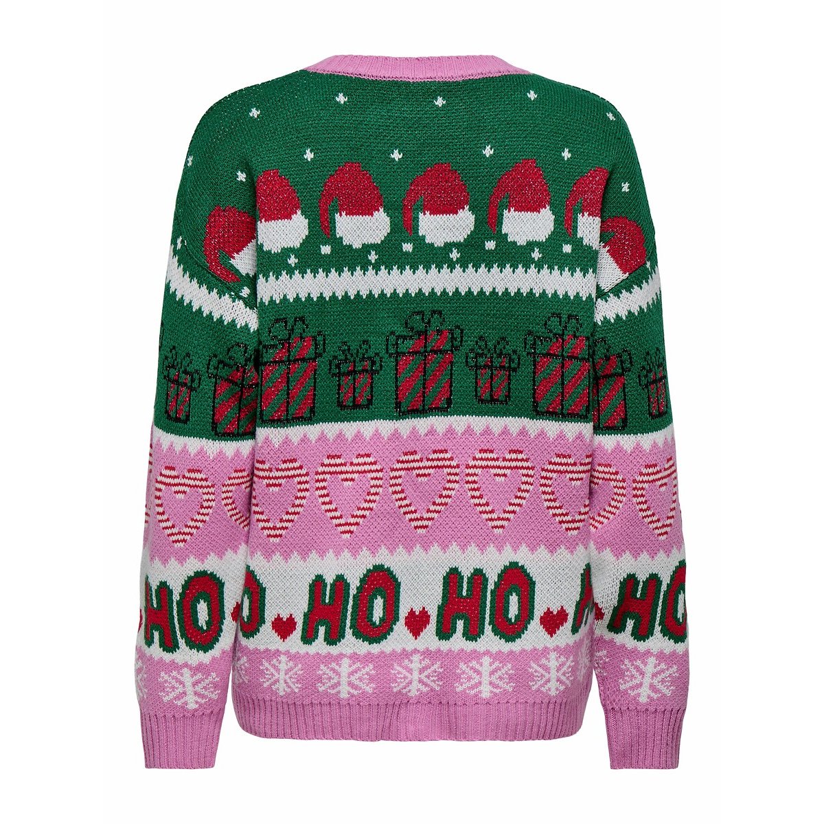Chunky Knit Jumper with Crew Neck green/pink, ONLY